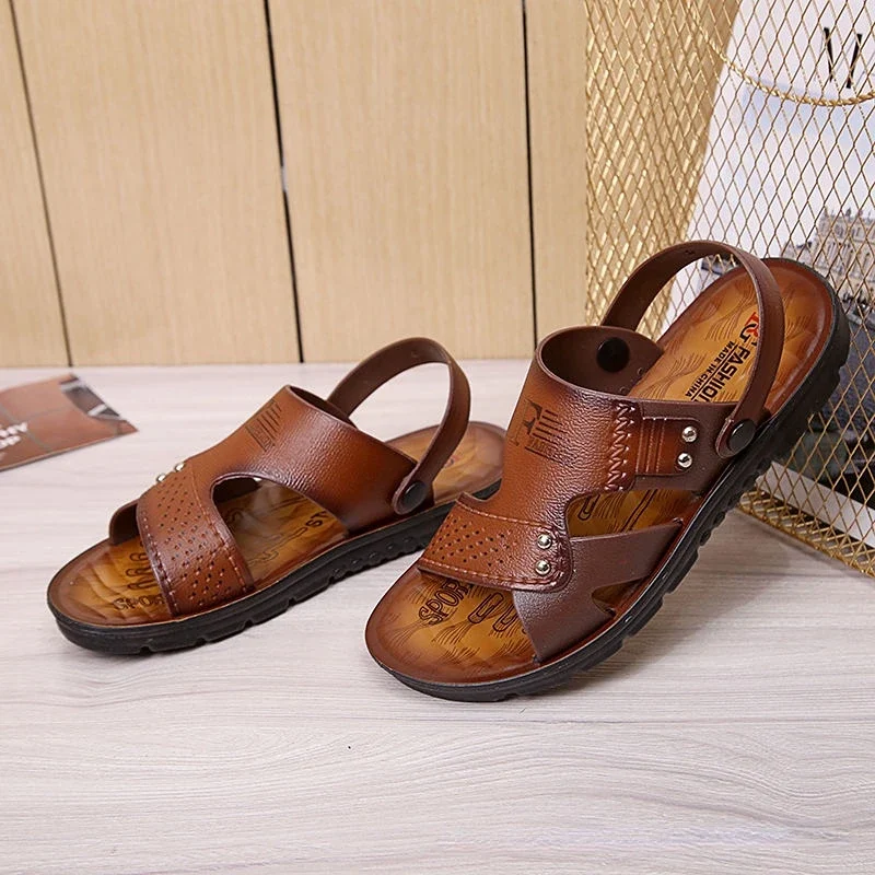 Men's Beach Open Toe Shoes Sandals High Quality Non-slip Men Slippers Breathable Two Uses Male Footwear Mens Summer Outdoor Shoe - الصورة 6