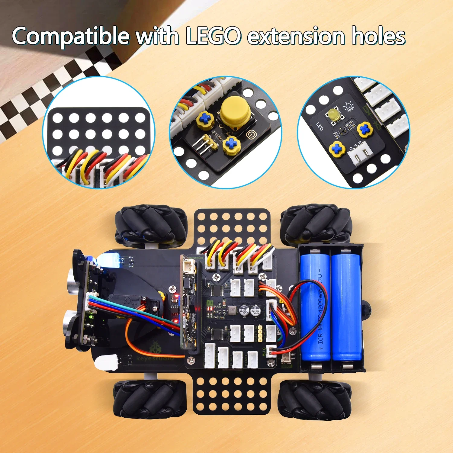 Keyestudio 4WD Mecanum Robot Car for Micro:bit V2 Wheel Robot Car Kit STEM Toys Makecode &Python Programming with Microbit V2 - Image 6