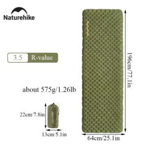 Naturehike 2024 جديد التخييم مرتبة هوائية 3.5 عالية R-قيمة 4 الموسم خفيفة وسادة النوم المحمولة سريعة نفخ سجادة خارجية<span> - </span>square-m