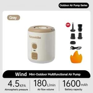 Naturehike-مضخة هواء صغيرة محمولة متعددة الوظائف ، مصباح المشي لمسافات طويلة سريع الشحن ، حصيرة في الهواء الطلق ، وسادة للسفر قابلة للنفخ ، مضخة التخييم<span> - </span>brown