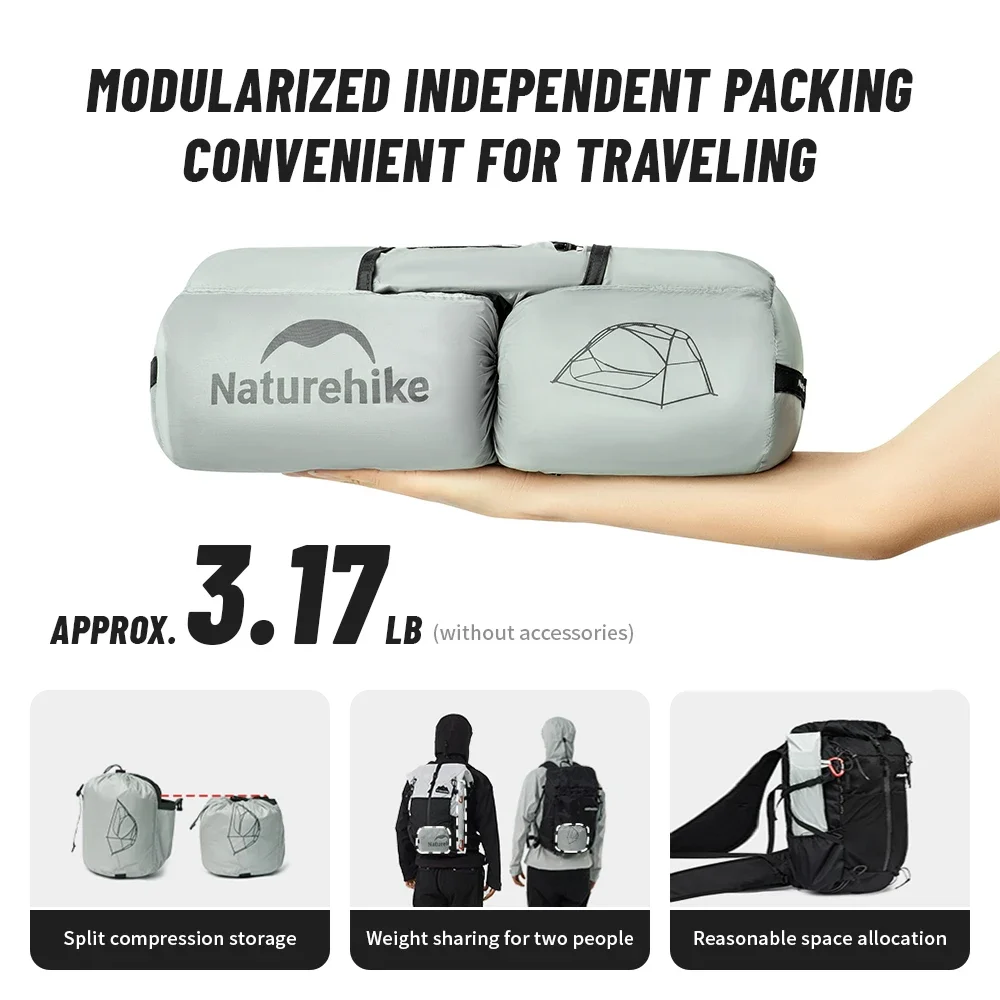 Naturehike 2025 خيمة تخييم جديدة خفيفة لشخصين مقاوم للماء خيام مظلة كبيرة في الهواء الطلق 4 الموسم 1 شخص خيمة شاطئ للسفر - الصورة 3