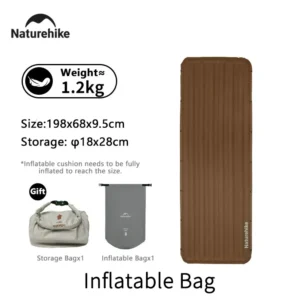 Naturehike 2025 جديد التخييم مرتبة هوائية وضعين خفيفة المحمولة مضخة القدم النوم الحصير للطي في الهواء الطلق سرير للتنزه وسادة<span> - </span>inflatable-bag-200002984