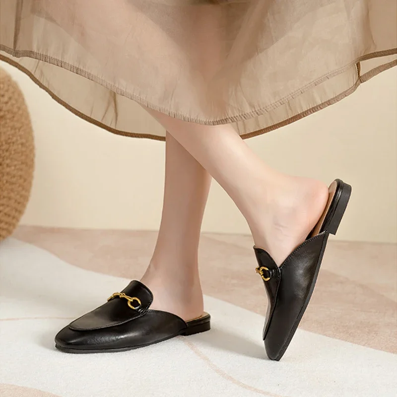 2025 Summer Women's Closed-Toe Flat Mules Horsebit Loafers Casual Stylish Slippers for Outdoor Wear - Image 5