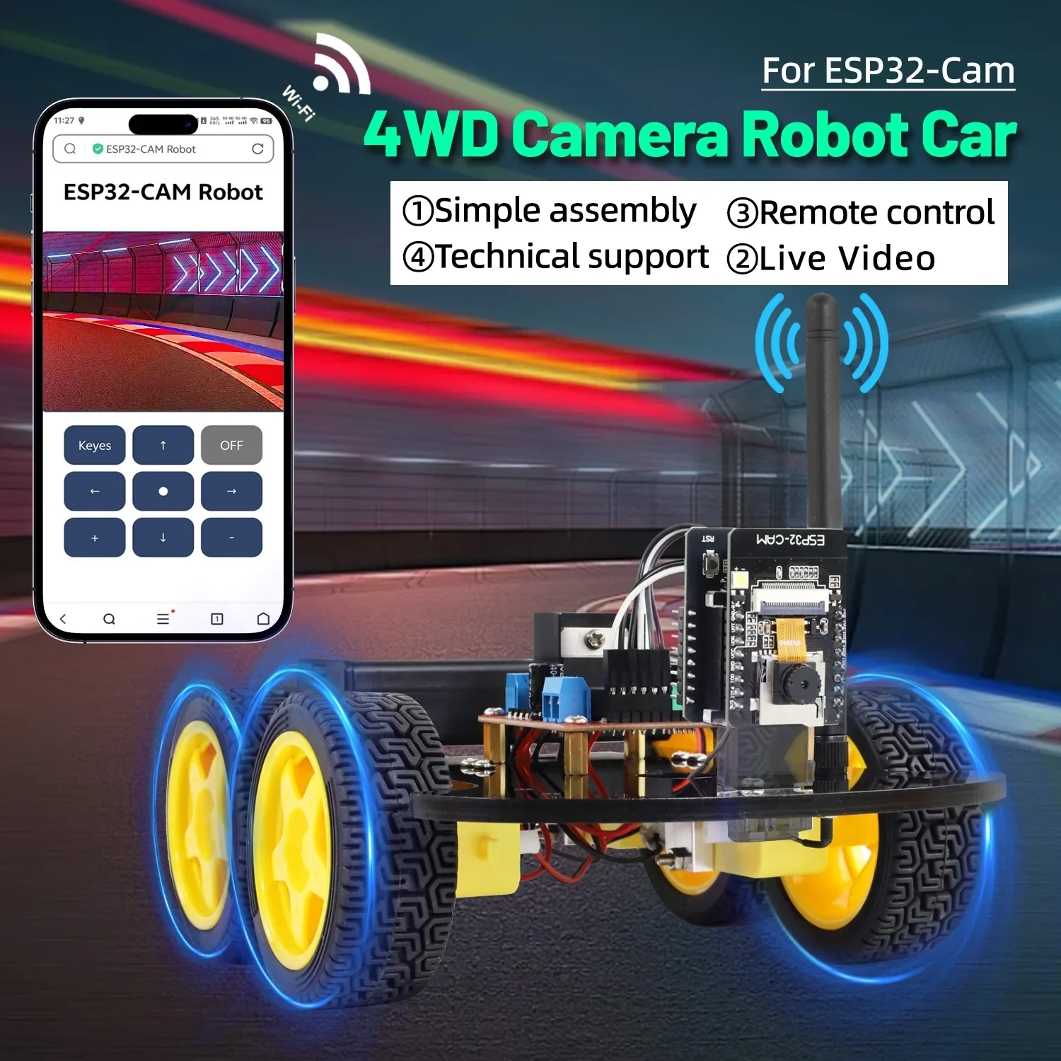 Keyestudio ESP32-Cam 4WD&2WD Robot Car Kit WIFI&Camera Smart Car For Arduino ESP32 Robot Study Programming Project Robotic Kit - الصورة 4