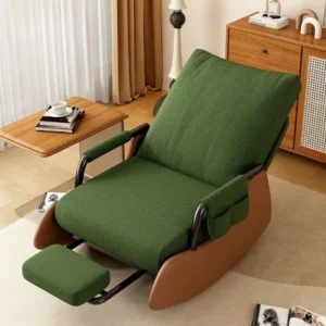كرسي صالة قابل للطي هزاز أريكة استرخاء كرسي الكبار كراسي استلقاء فردية مريحة شرفة أثاث غرفة المعيشة<span> - </span>green-brown