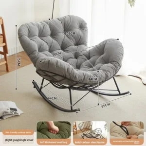 أريكة كسولة واحدة كرسي هزاز غرفة المعيشة شرفة أريكة مسند الظهر يمكن الجلوس والاستلقاء<span> - </span>light-gray