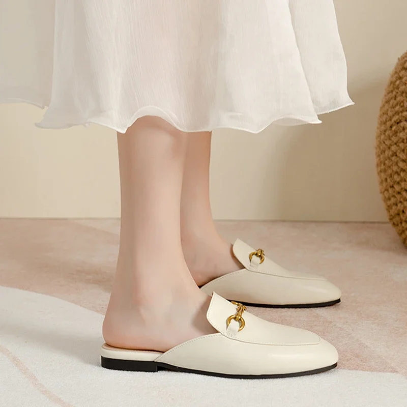 2025 Summer Women's Closed-Toe Flat Mules Horsebit Loafers Casual Stylish Slippers for Outdoor Wear - Image 4