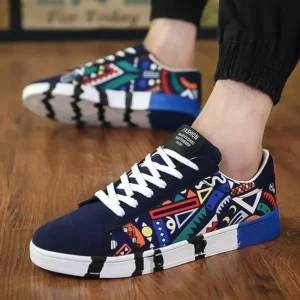 Men's Sneakers Graffiti Canvas Shoes Fashion Black Casual Shoes Lace-up Vulcanized Shoe Designer Flat Men Shoes Tenis Masculino