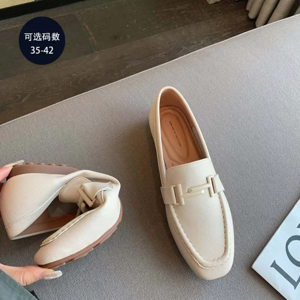 Single Shoe Women's 2025 Autumn New Loafers Lazy One Foot Flat Shoes Womens Shoes British Leather Shoes for Women Flats Ladies - الصورة 4