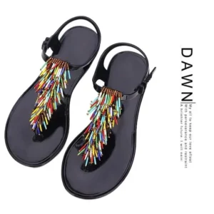 Women's Shoes Flip-flops Sandals for Woman Black Footwear Plastic with Low Heels Summer 2024 Crystal Pvc Wholesale Luxury Sale H