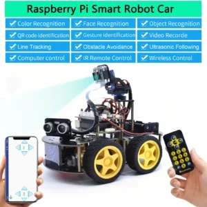 مجموعة سيارة روبوت ذكية Keyestudio 4WD لـ Raspberry Pi مع وحدة كاميرا ميجابيكسل وأدوات برمجة (لا توجد لوحة RPI 4B)