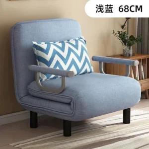 أريكة سرير قابلة للطي كرسي بذراعين نائم للترفيه كرسي من القماش قابل للتنفس أرائك كسولة واحدة لغرفة المعيشة كرسي صالة سرير<span> - </span>Blue