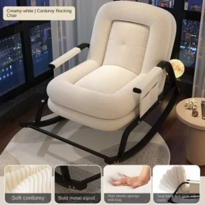 X & D كرسي متأرجح شرفة كرسي الاستجمام ضوء فاخر واحد كرسي متأرجح أريكة سرير صالة كرسي الكبار المنزل أريكة استرخاء كرسي<span> - </span>off-white-2