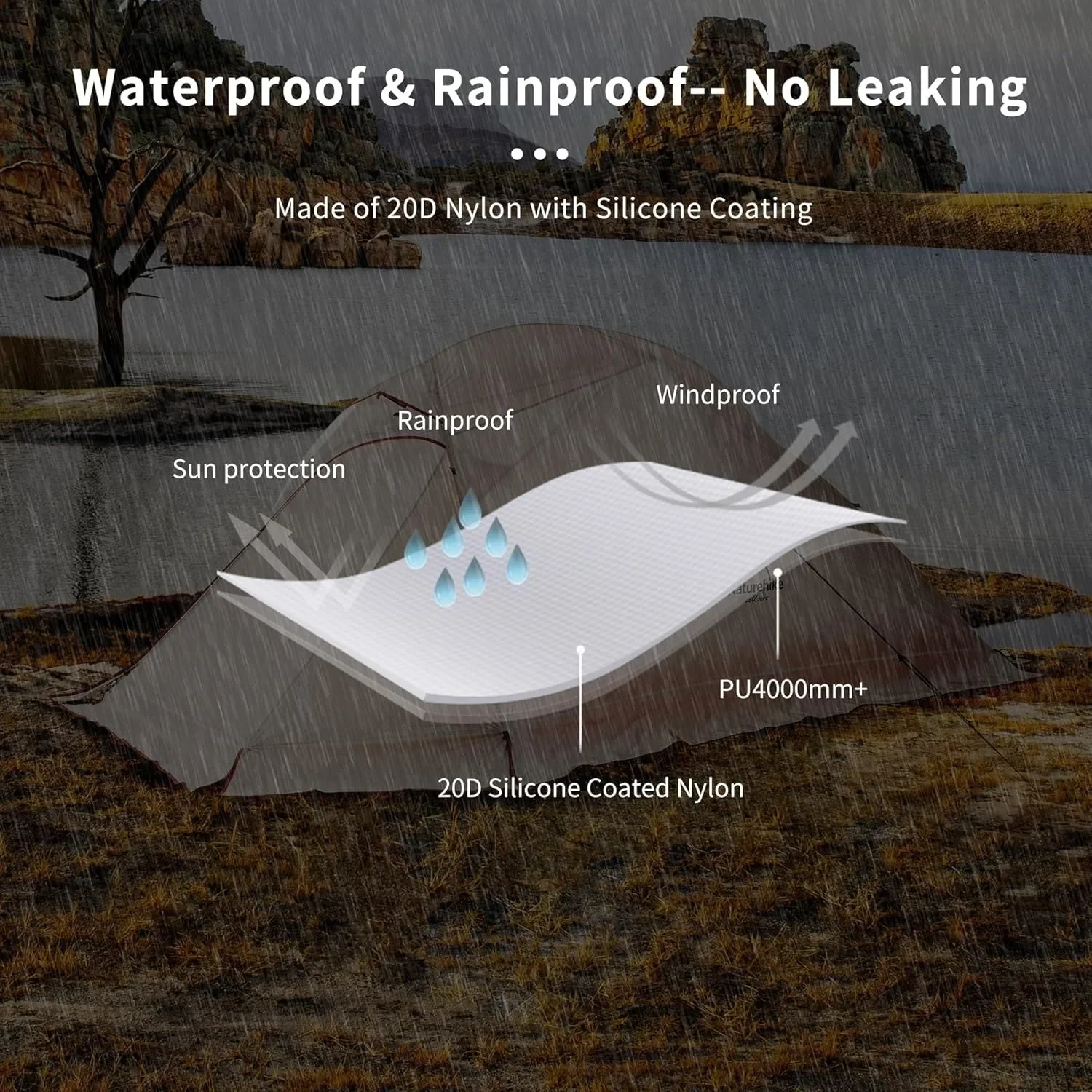 Naturehike 2025 جديد سحابة 1-3 شخص خيمة التخييم مقاوم للماء طبقة مزدوجة البعوض المأوى الخيام خفيفة النايلون خيمة خارجية - الصورة 3