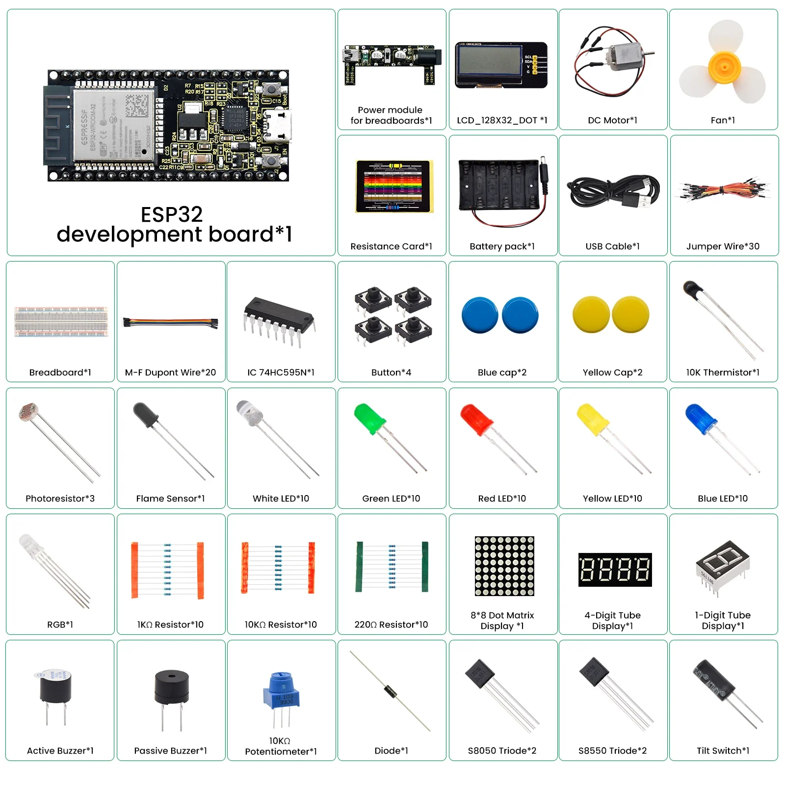 Keyestudio ESP32 Basic Learning Kit Electronic Components Sensors Modules For Arduino Starter Kit Support Python Programming - Image 2