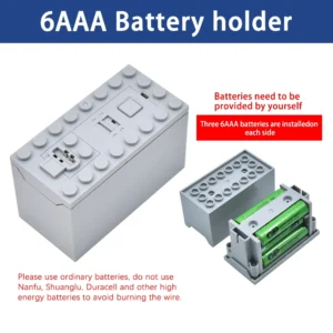 Keyestudio 88000 6 AAA Battery & 8881 9V AA Battery Holder Box Compatible With LEGO Multi Power Functions Tool Lego Blocks<span> - </span>88000 (no battery)