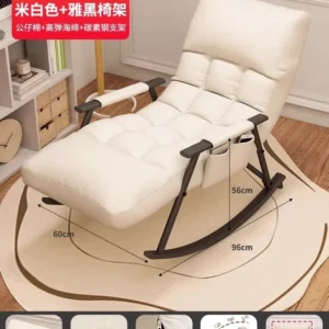 كرسي كرسي قابل للتحويل، كرسي هزاز لغرفة النوم وغرفة المعيشة في الفناء، أريكة كسولة مع تصميم مريح مريح<span> - </span>white-black-rack