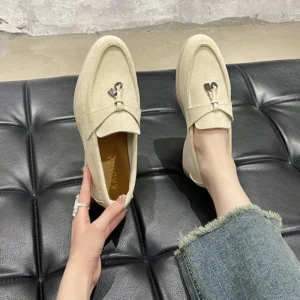 Women's flat sports casual shoes Spring and autumn thick soled suede loafers casual women walking non-slip women's casual shoes