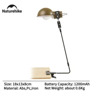 Naturehike مصباح طاولة تخييم 360 درجة قابل للتعديل مقاوم للماء مصباح القراءة في الهواء الطلق المحمولة المغناطيسي شنق فانوس العمل الداخلي<span> - </span>green