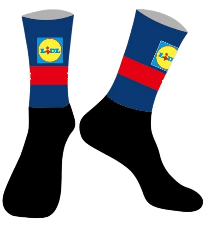 LASER CUT ONE PAIR 2025 LIDL TEAM BLUE Cycling Socks Antislip Bike Racing MITI Breathable FOR Men and Women