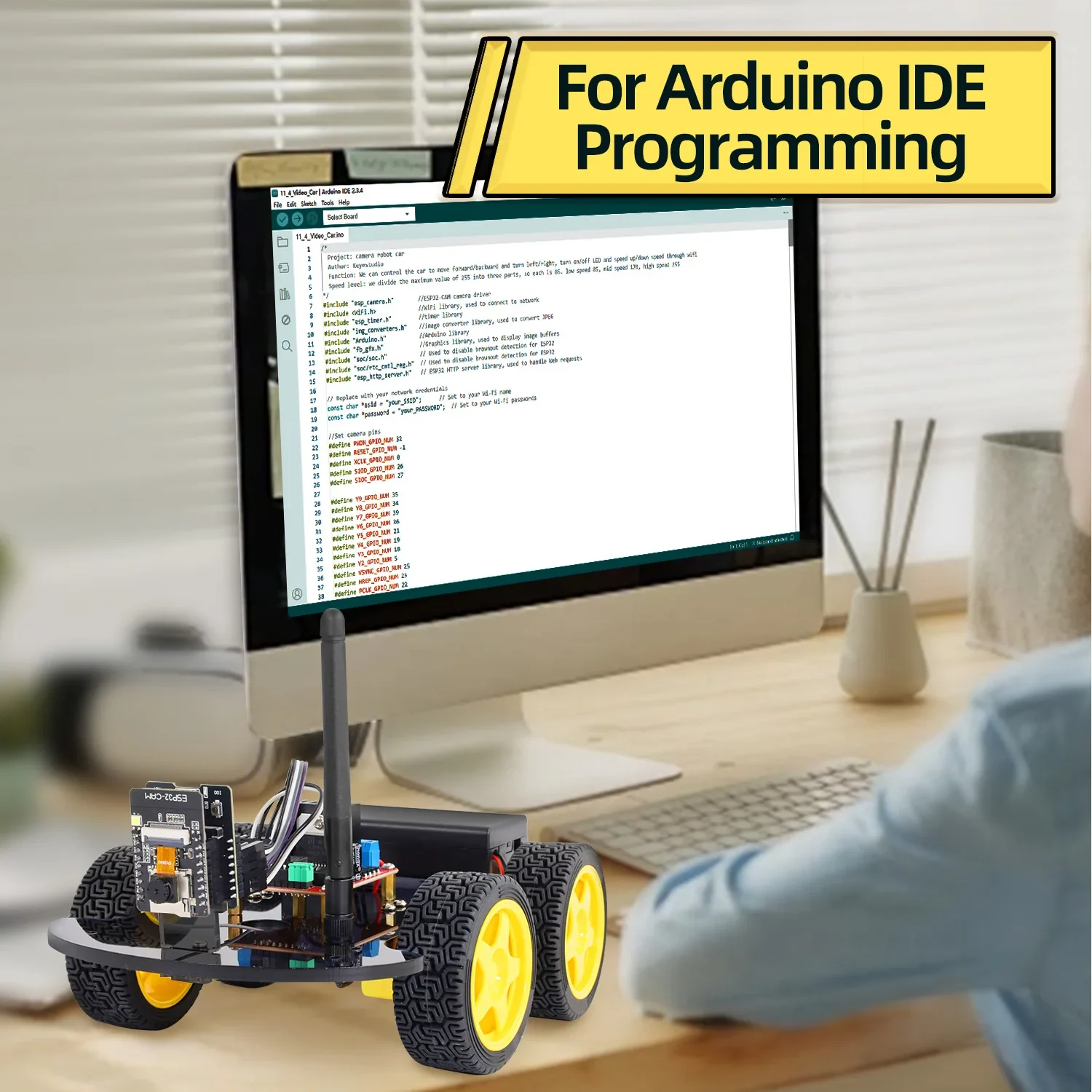 Keyestudio ESP32-Cam 4WD&2WD Robot Car Kit WIFI&Camera Smart Car For Arduino ESP32 Robot Study Programming Project Robotic Kit - الصورة 3