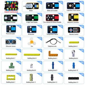 Keyestudio STEM Electronic Building Blocks Smart Fan Programmable Starter Kit Compatible With Lego For Arduino UNO&ESP32 Project<span> - </span>With KidsIOT board