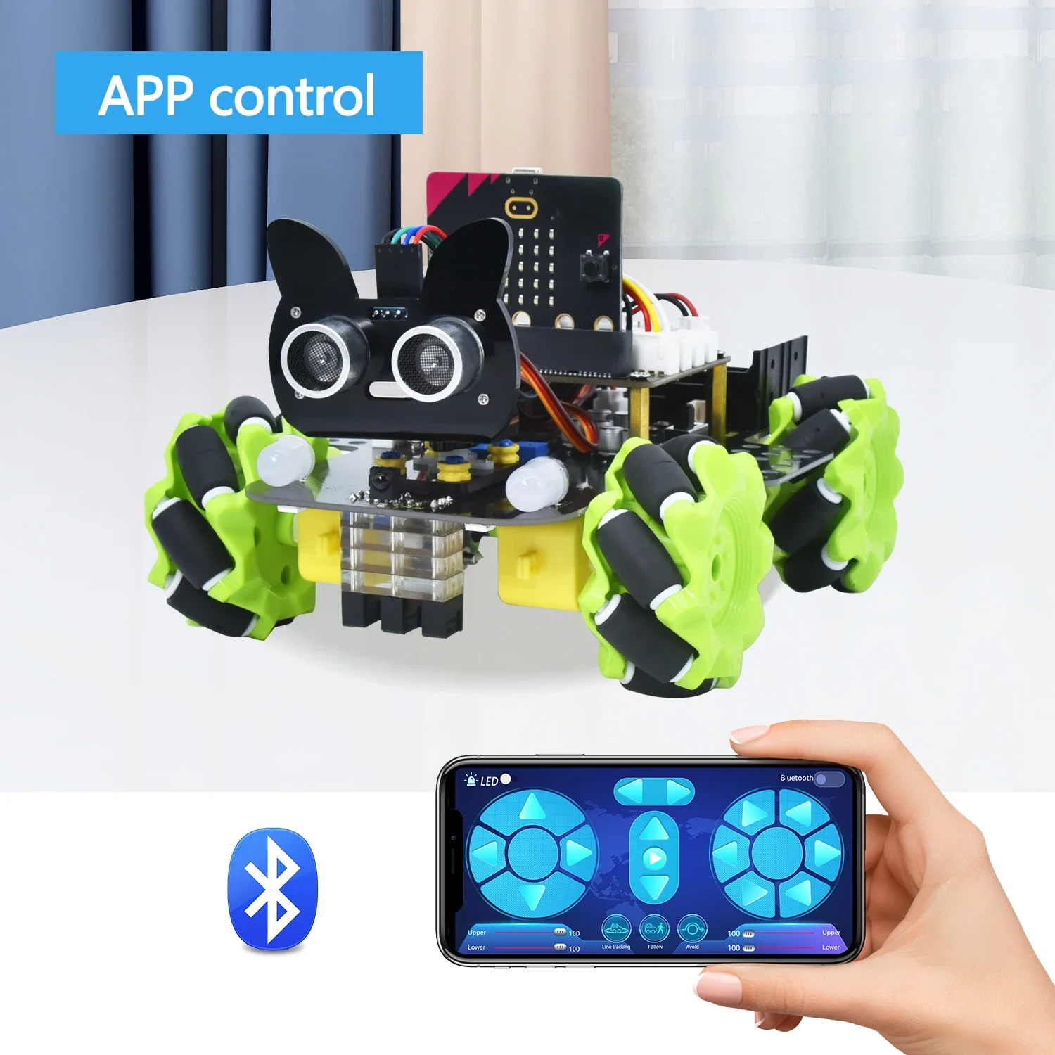 Keyestudio Microbit V2.0 4WD Mecanum سيارة روبوت ذكية + 18 مشاريع لـ BBC Micro: bit Robot Car Python Kit STEM ألعاب قابلة للبرمجة - Image 4