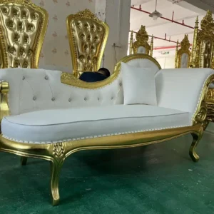 في الهواء الطلق داخلي الذهب منجد كلاسيكي كرسي صالة Loveseat مريحة أريكة العرش الملكي كراسي جلدية أريكة العرش الملكة
