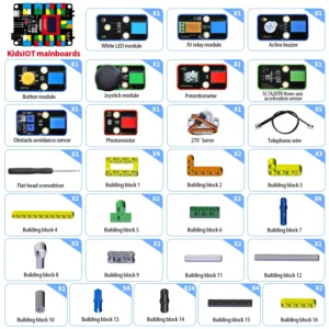 Keyestudio Kidsbits STEM Electronic Building Blocks Smart Binsite Kit For Arduino ESP32&UNO Projects Programming Compatible Lego<span> - </span>KidsIOT Mainboard