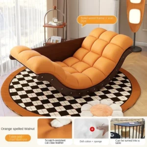 الاحترار الموز كرسي متأرجح بسيط كسول خشب متين أريكة واحدة جديد شرفة صالة كرسي غرفة المعيشة المنزل الرجعية الترفيه هزة<span> - </span>orange