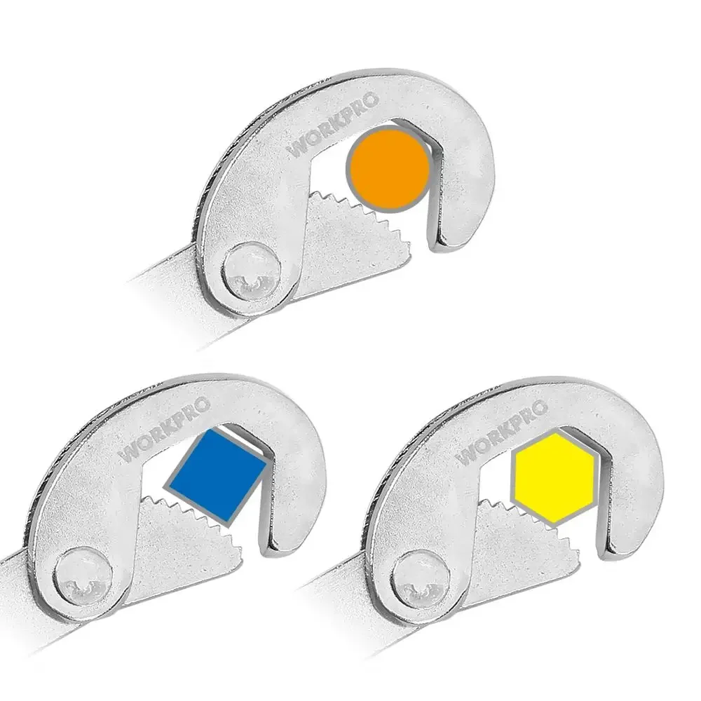 WORKPRO Adjustable Wrench Spanner Set Multi-Function Universal Quick Snap Soft Grip - الصورة 5