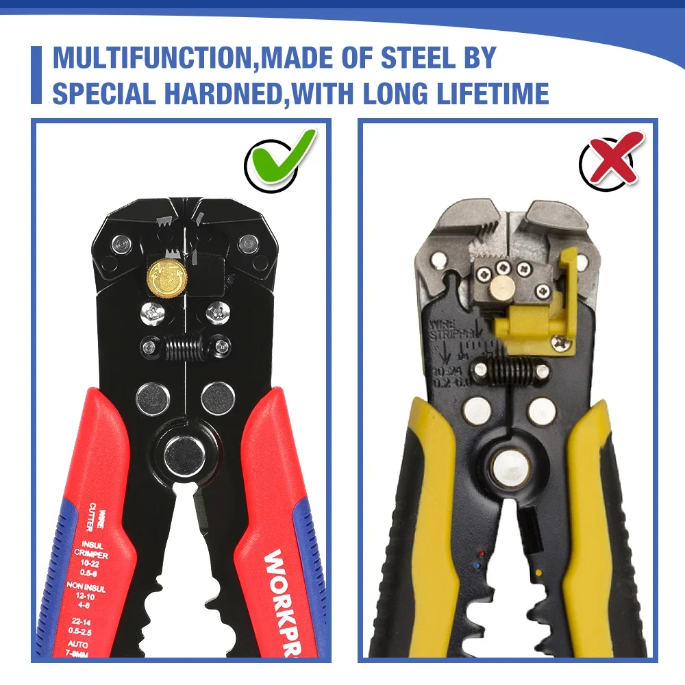 WORKPRO Crimper Cable Cutter Automatic Wire Stripper Multifunction Stripping Tools Crimping Pliers Terminal - الصورة 6