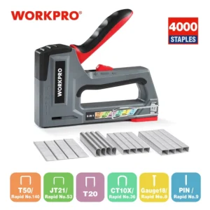 WORKPRO 6-in-1 Heavy Duty Staple Gun for Fixing Material Manual Nail Gun Wth Two Power Options for DIY Home Decor<span> - </span>With 4000 Staples