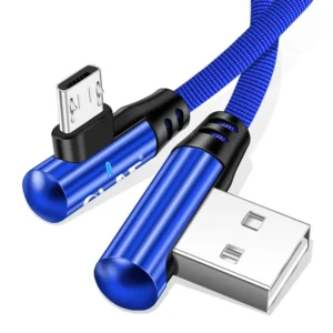 OLAF 3A Micro USB Cable 90 Degree Fast Charging Microusb Charger Cable For Samsung S7 Xiaomi Redmi Note 5 Pro Huawei LG Android<span> - </span>Blue Micro usb, 1m