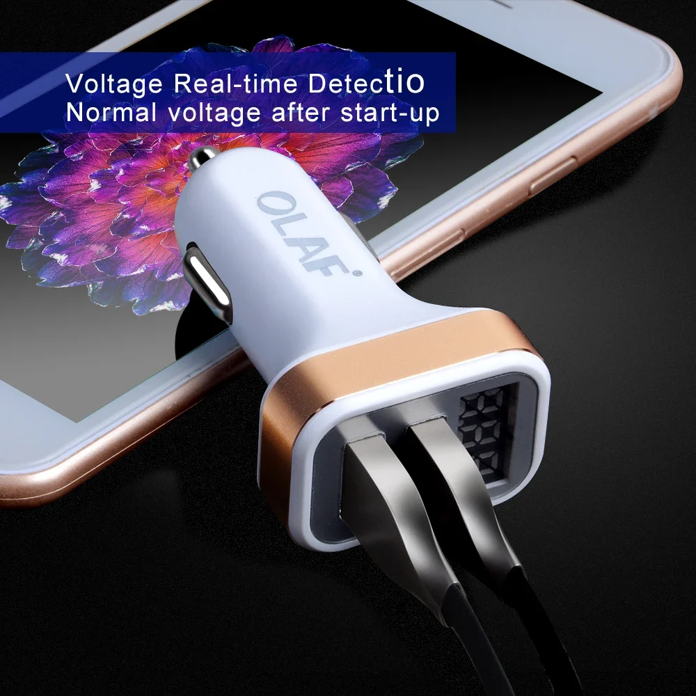 OLAF Dual USB Car Charger LED Digital Display GPS Auto Fast Charge Adapter USB Chargers For Samsung Xiaomi Tablet Car-Charger - Image 5