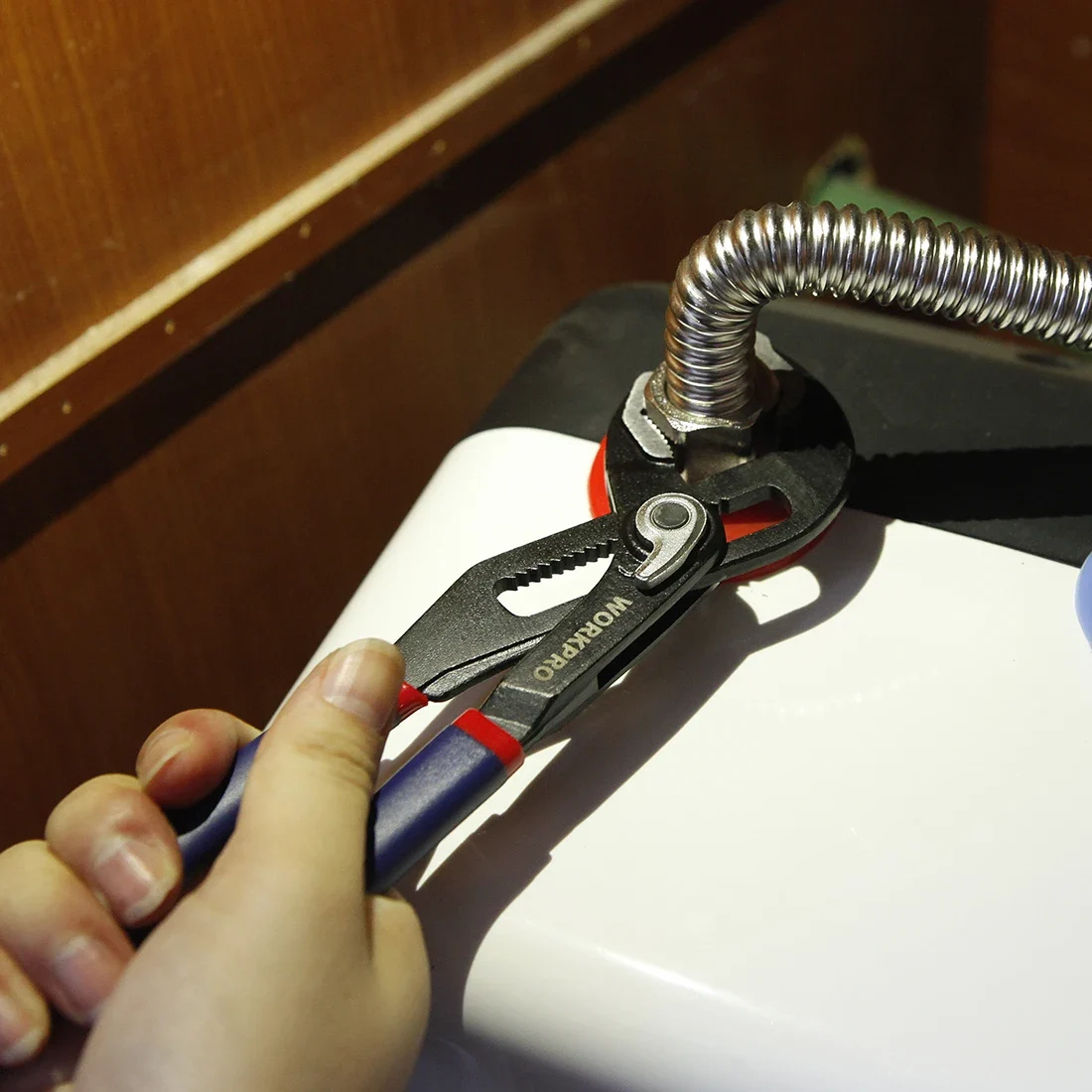 WORKPRO 8" 10" Water Pump Pliers Quick-release Plumbing Pliers Straight Jaw Groove Joint Plier Set - الصورة 6