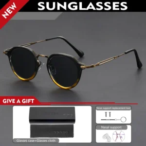 VICKY Retro Geometric Round Frame Simple Design UV Protection Men Women Polarized Sunglasses Customizable Prescription 1061