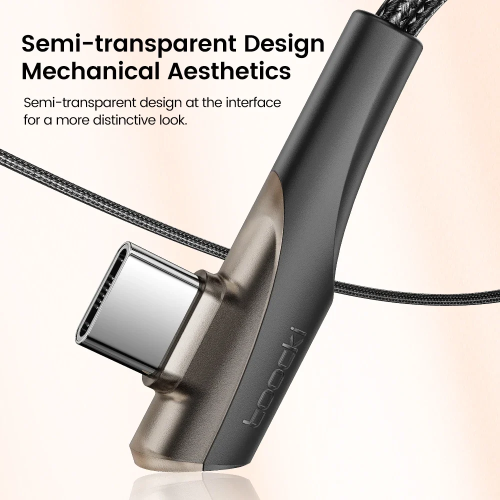 Toocki Double Elbow USB Type C Cable 3A Fast Charging 90 Degree USB C Cable For Xiaomi Samsung Huawei LG Data C Type Game Cord - الصورة 4