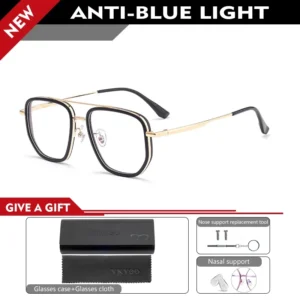 VICKY Ultra Lightweight Titanium Frame TR90 Retro Polygonal Eyeglasses Frames Anti Blue Light Glasses Customizable Prescription