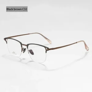 VICKY Business Half-rimmed Glasses Men's Retro Square Metal Glasses Can Be Customized Prescription Anti-blue Light Glasses 6301