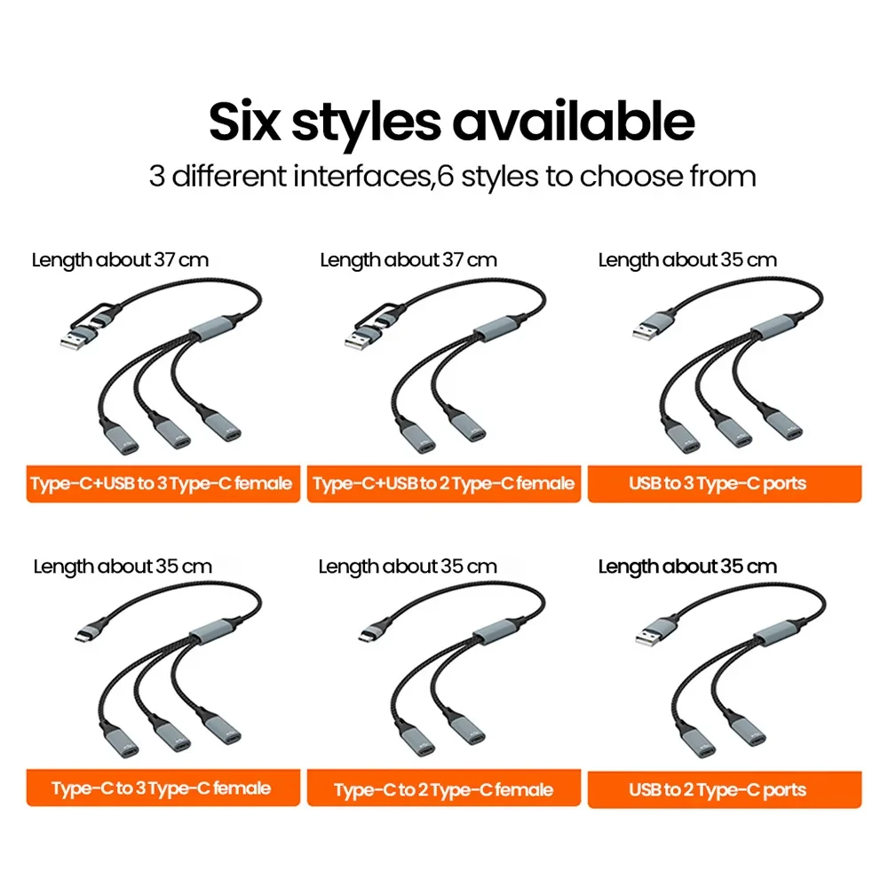 Olaf Hub USB Type C To 3 Ports USB C Splitter Extension Docking Station Read Card Data OTG Adapter Cable For Phone PC Laptop - الصورة 2