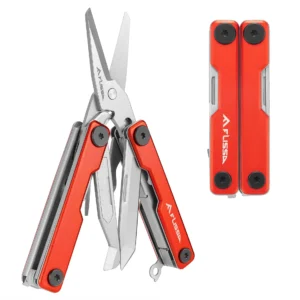 FLISSA 11in 1 Multitool Folding Scissors Pocket Mini Portable Stainless Steel Knife Outdoor Camping Knife Equation Decoration<span> - </span>Red