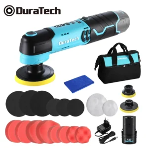 Duratech 12V Cordless Car Polisher Compact & Powerful 6-Speed Buffer with 2.0Ah Battery Full Detailing Kit for Car Care