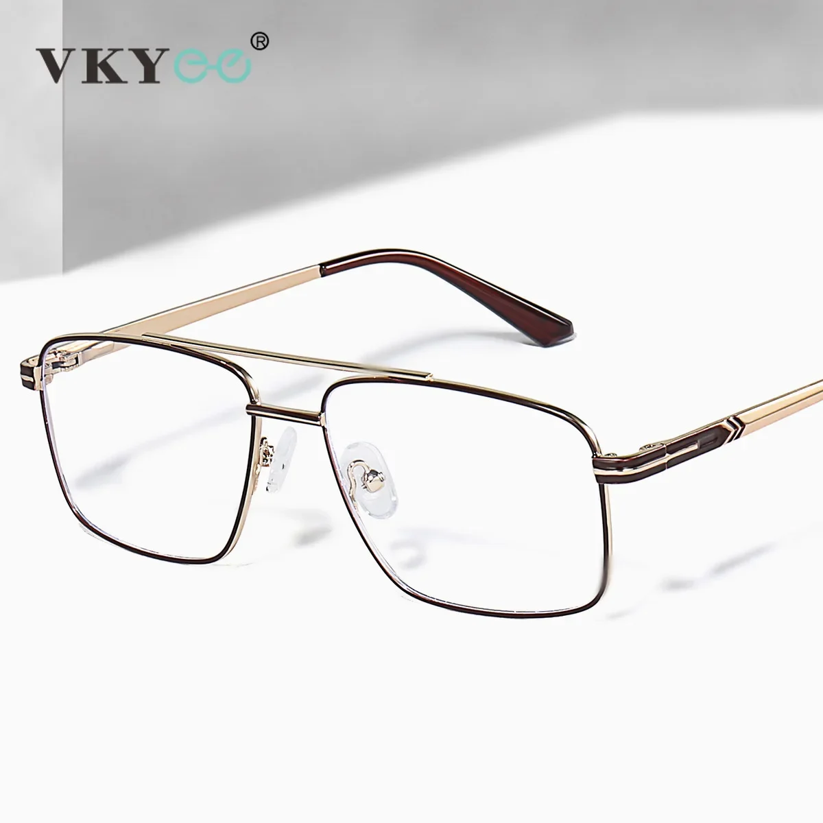 VICKY Classic Business Men's Metal Geometric Square Frame Eyewear Customizable Prescription Blue Light Protection Eyewear - الصورة 2