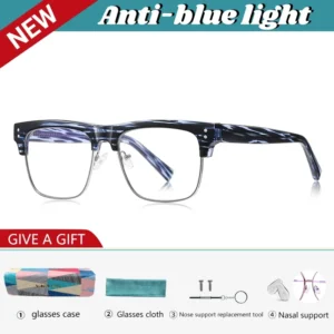 VICKY Simple Large Frame Men's Square Eyeglasses Frame Reading Computer Blue Light Blocking Rivetts Fashion Personalized PFD2203