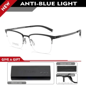 VICKY New Ultra-Lightweight Business Titanium Frame Semi-Rimless Reading Glasses Men Customized Prescription Myopia C8813T