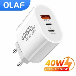 شاحن USB C سريع 40 واط بثلاث منافذ
