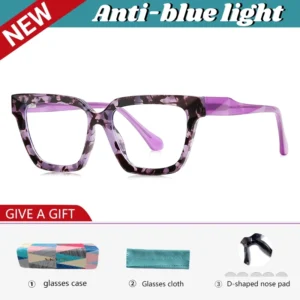 VICKY Fashion New Geometric Square Unisex Computer Blue Light Protection Reading Glasses Women Customized Prescription LS083
