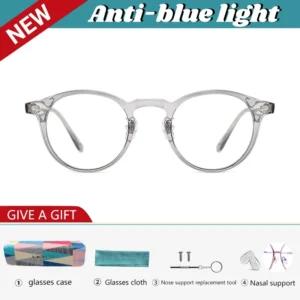 VICKY Retro Acetate Eyeglasses Men Frames Women Round Small Black Frames Blue Blocking Ultralight Myopia Customized Prescription
