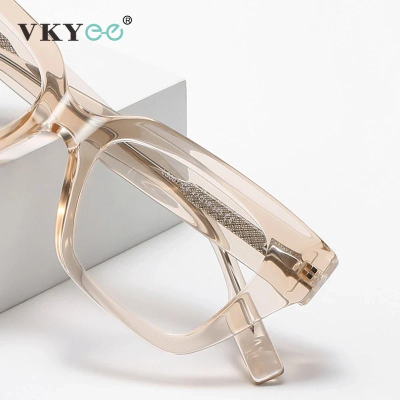 VICKY Simple Design Clear Rectangle Men's Anti-Blue Light Customizable Myopia Glasses Prescription Reading Glasses Women LS001 - الصورة 2